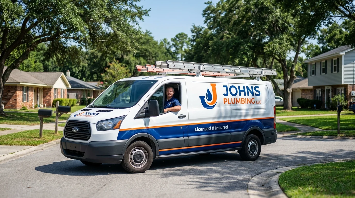 Johns Plumbing LLC service van in Hawthorne, NJ